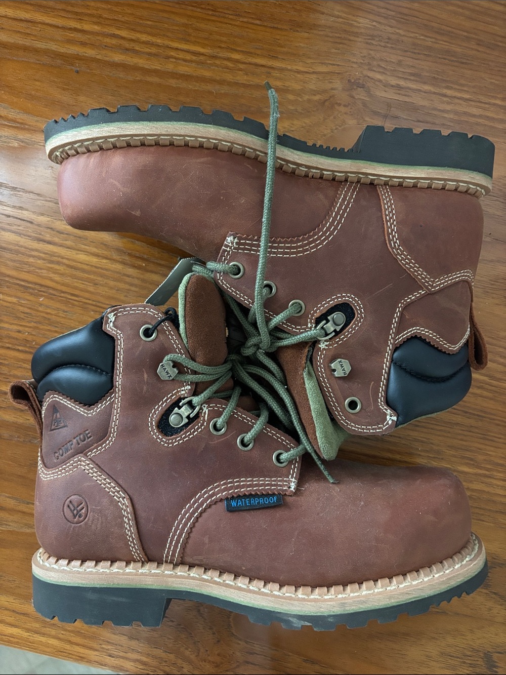 HAWX Brown Leather Work Boots NWT
